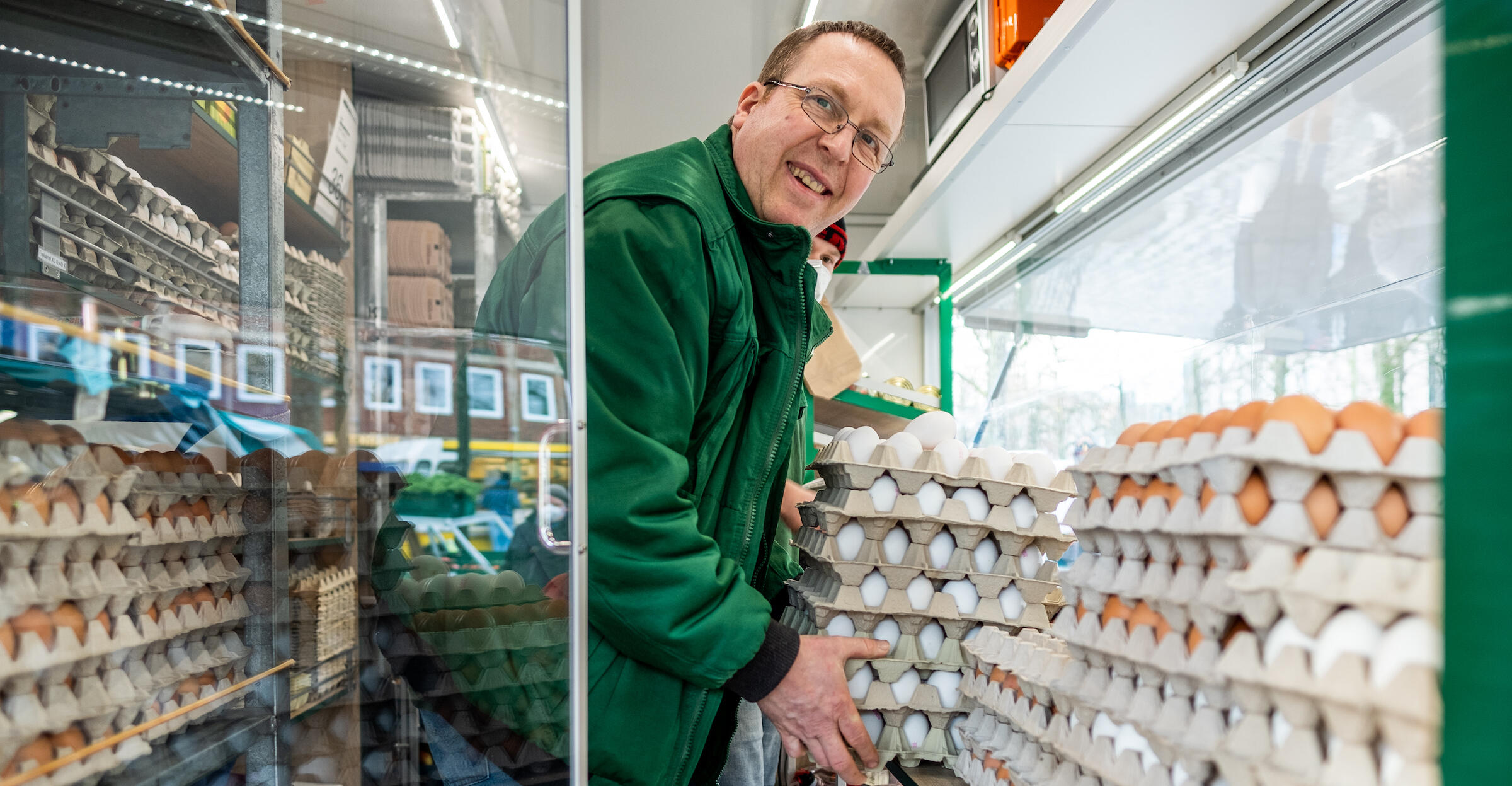 Wochenmarktstand für Eier