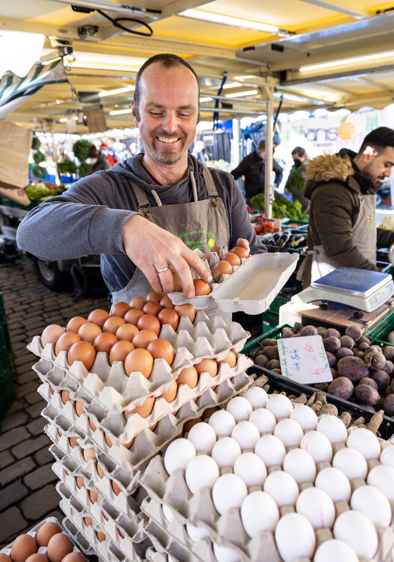 Markus Hülsmeier an seinem Marktstand in Münster