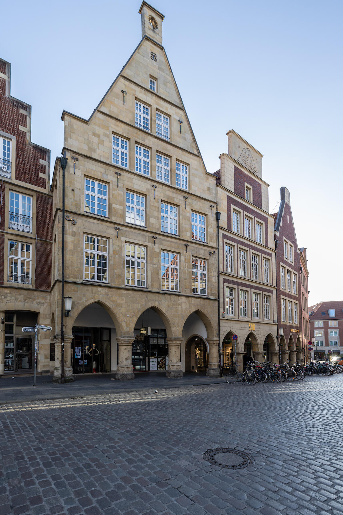 Der Giebelhäuser am Roggenmarkt in Münsters historischer Altstadt