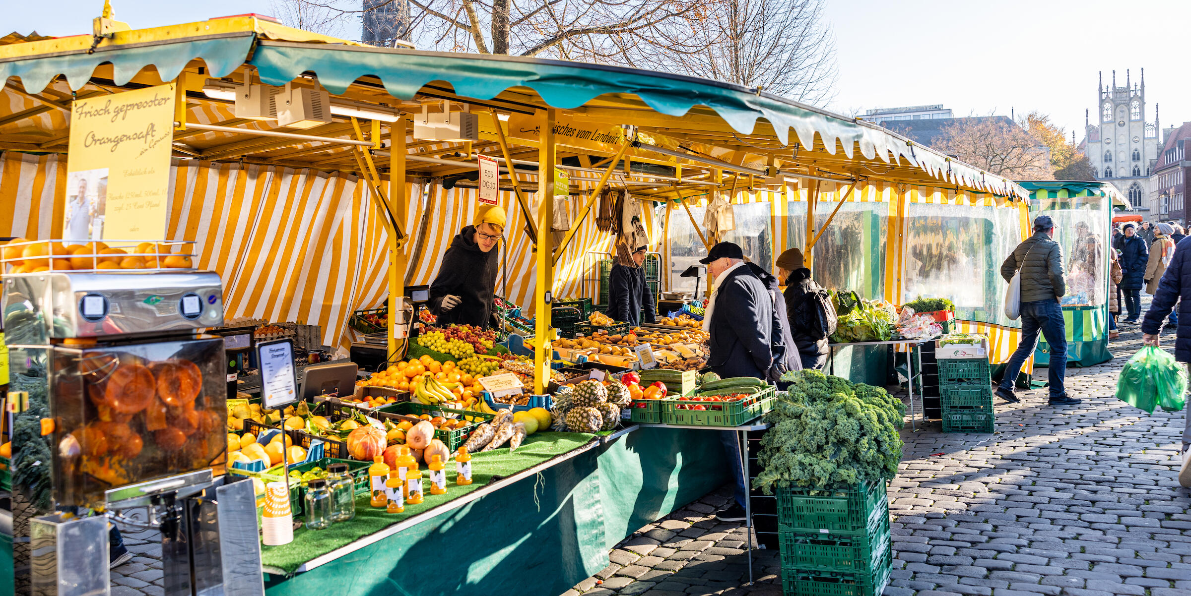 Stand auf dem Wochenmarkt Münster