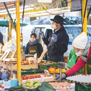 Wochenmarktstand für Kartoffeln