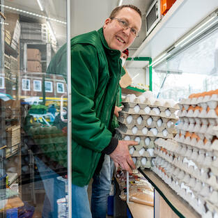 Wochenmarktstand für Eier
