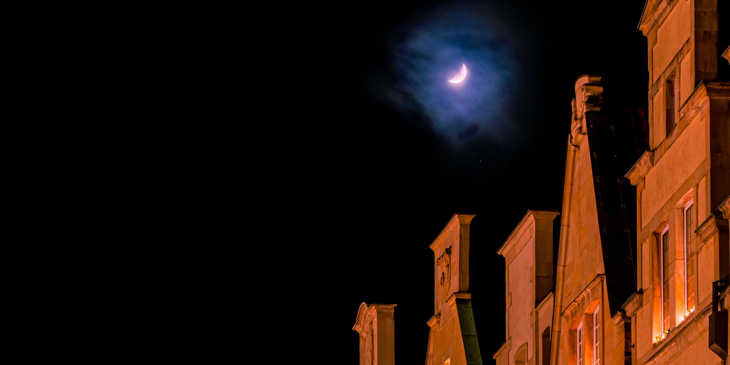 Giebel auf dem Prinzipalmarkt bei Nacht